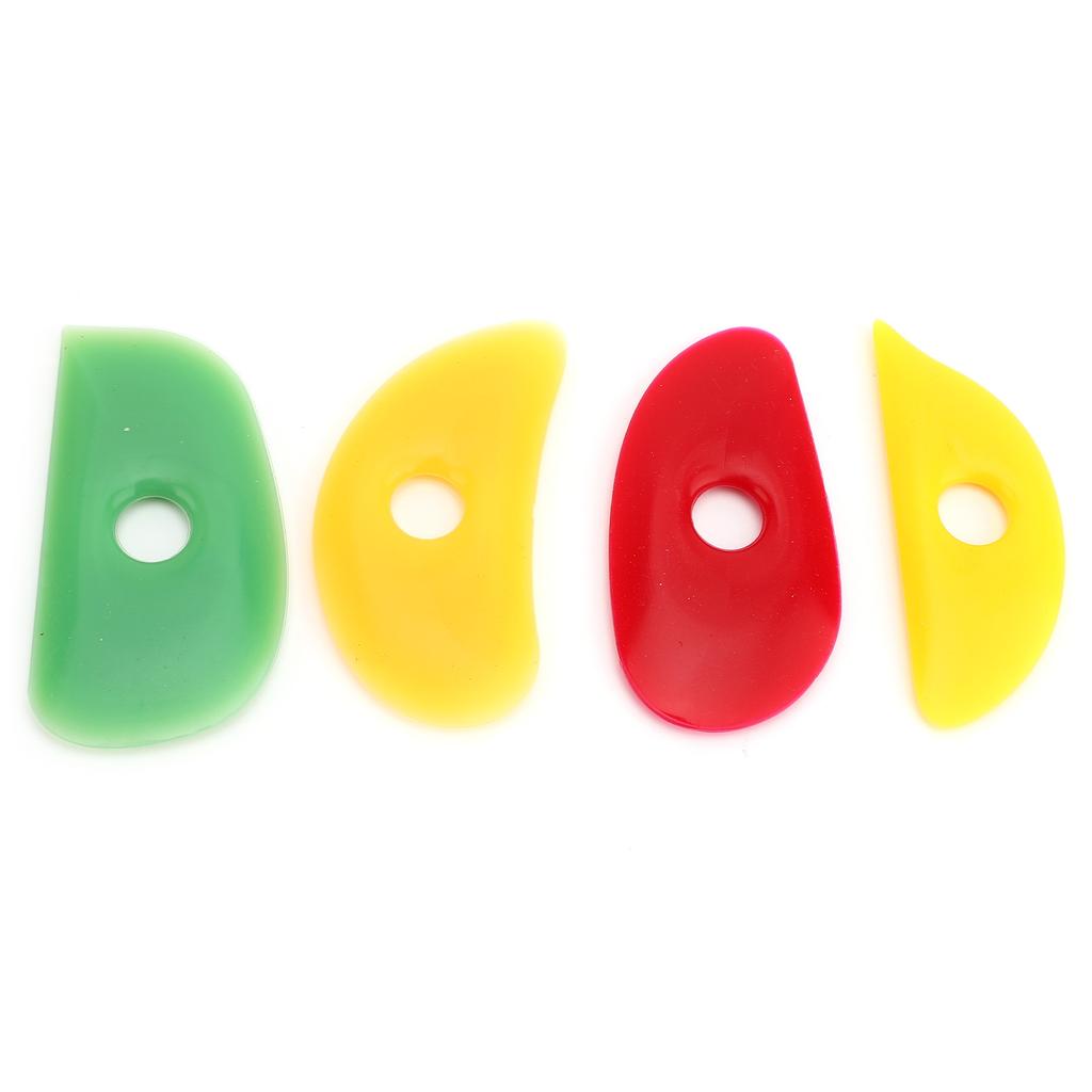 4 Pieces Soft Beginner Pottery Tool Set 4 Silicone Ribs Easy Grip No Deform for Hand Building Smoothing Clay Ideal for Schools