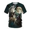 Summer Fashion Creative Wolf 3D Printed Loose Men's Short Sleeved Personalized Top