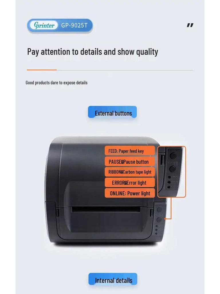 Jiabo Gprinter Ribbon Label Printer for Semi-Gloss Paper Asset Tags