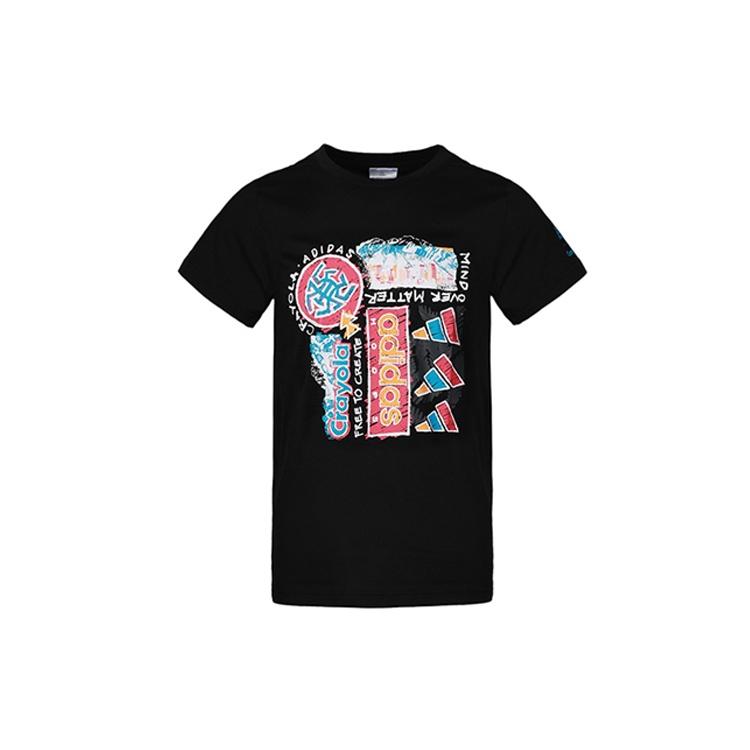 adidas x Crayola Crossover Subject Printing Basketball Sports Short Sleeve Black Men s GN3681 L
