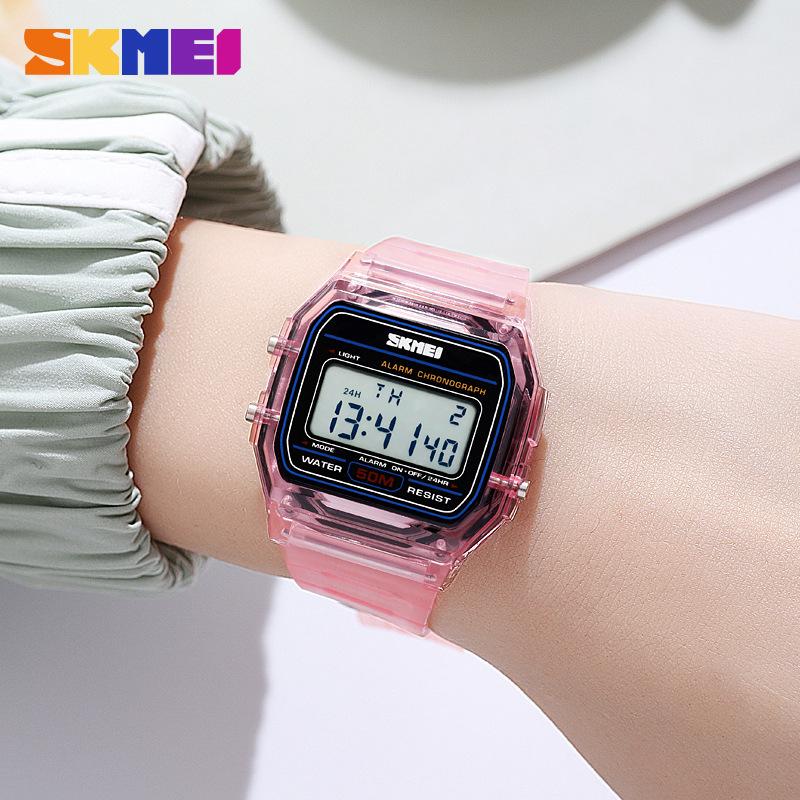 SKMEI 2056 LED Men Sport Square Mirror Face Silicone Women Digital Wristwatch Electronic Alarm Clock Reloj Hombre Unisex Watches