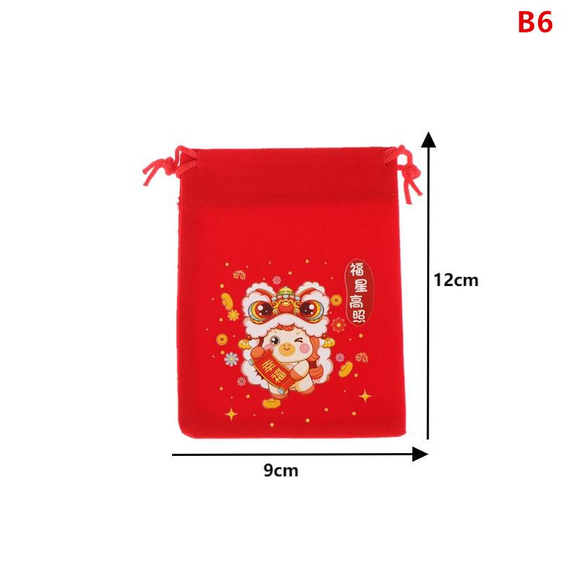 1Pcs Red Year Of The Horse Bags Drawstring Chinese Zodiac Gift Pouch Candy Snack Wrapping Bag China Yesr Party Favors Decor