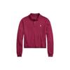 Polo Solid Logo Embroidered Long Sleeve Polo Shirt Women Tops Purple WMPOKNINB920044-500