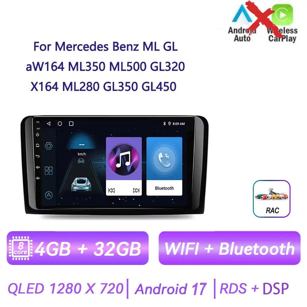 Autoradio Android 17 pour Mercedes Benz ML GL aW164 ML350 ML500 GL320 X164 ML280 GL350 GL450 4G BT CarPlay sans fil
