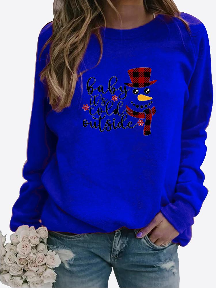 Winter Women's LOVE Printed Tops T-shirt Ladies Round Neck Long Sleeve Casual Sweatshirt Plus Size Blouse Plush Sweater