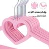 Ledmomo 20-Piece Pink Heart-Shaped Clothes Hangers, 40cm, Non-Slip, Slim, Shape-Retaining, for Laundry and Drying
