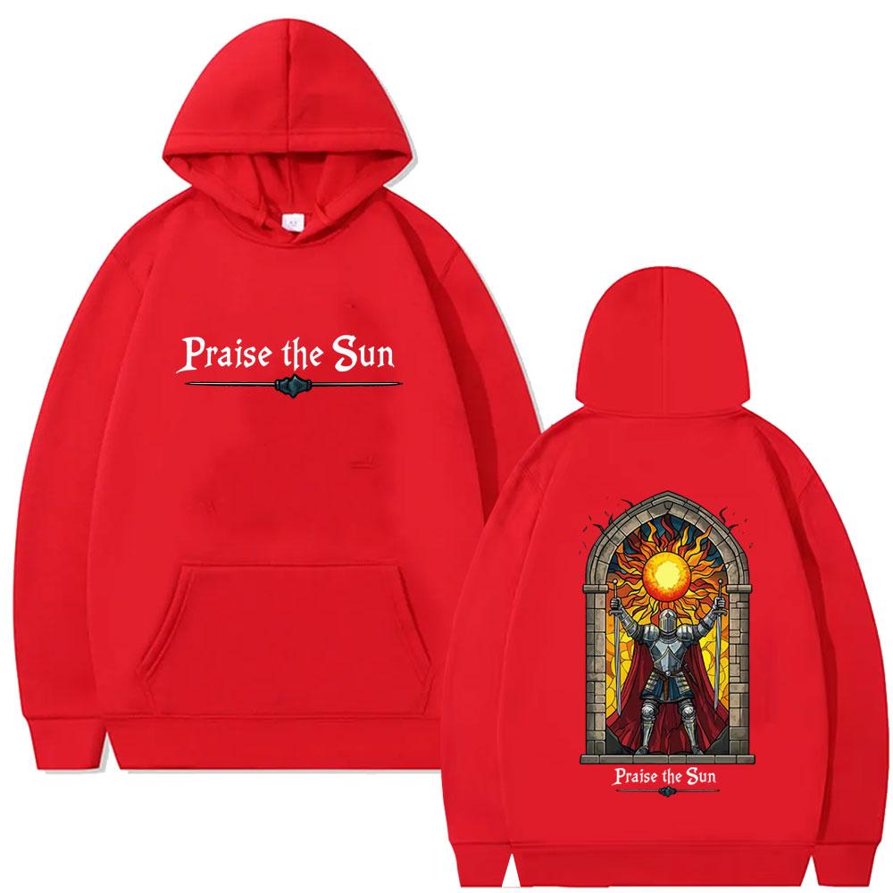 Game Dark Souls Praise The Sun Graphic Hoodie Men Women Vintage Gothic Rock Hooded Sweatshirt Unisex Casual Oversized Hoodies
