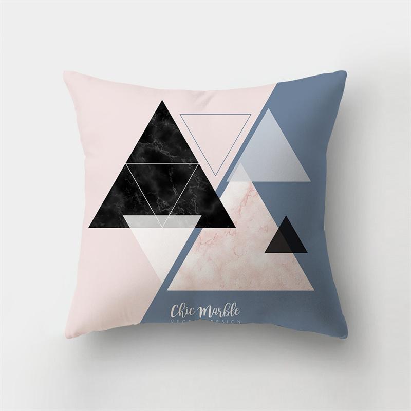 45x45cm Abstract Geometric Print Cushion Cover Marble Pillow Cover Polyester Short Plush Patchwork Sofa Home Decor Cushion Cover