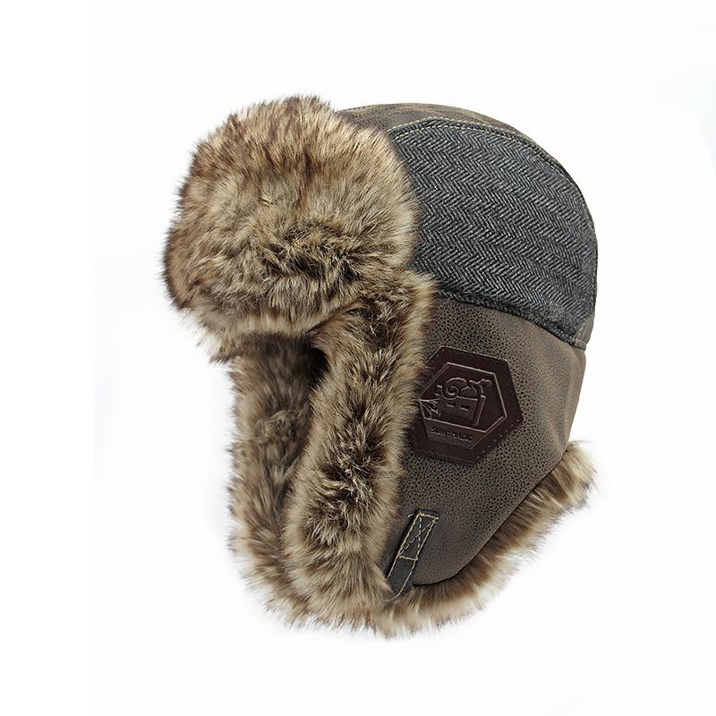 Northeast Hat Men's Autumn and Winter Ear Protection Warm Women's Outdoor Windproof and Snow-proof Cycling Hat Leather Locomotive Hat