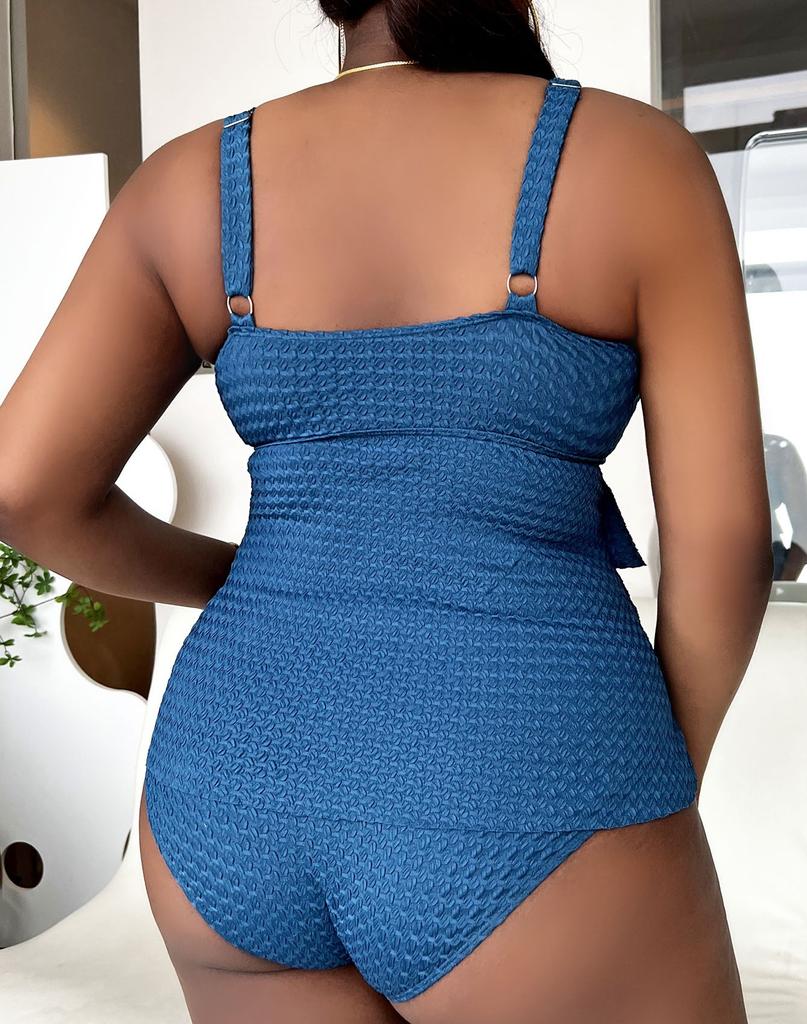 0XL - 4XL Ruffled Bikini Large Size Swimwear Plus Size Women Swimsuit Female Two-pieces Bikini Set Bather Bathing Suit V4696B