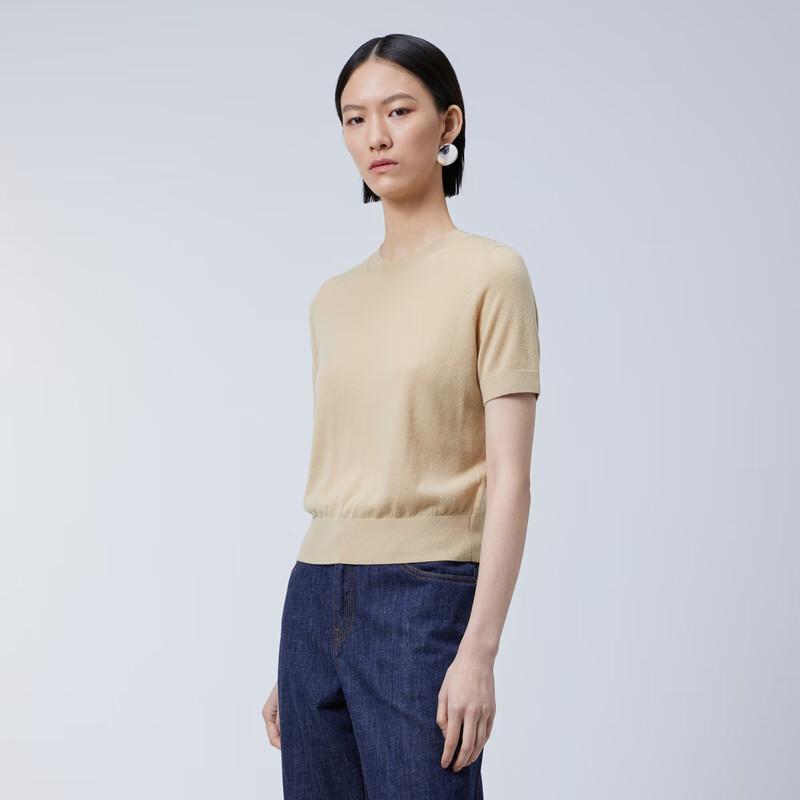 JNBY Women's 2024 Spring Cashmere Knit Short Sleeve Top