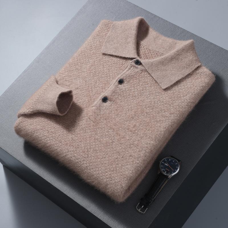 Autumn And Winter Ready-To-Wear Polo Shirts, Men'S Casual Mink Knit Shirt Collar Sweater, Factory Release