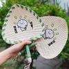 Handmade Woven Sunflower Banana Fan for Kids - Portable, Old-Fashioned Cattail Fan with Blessing Words