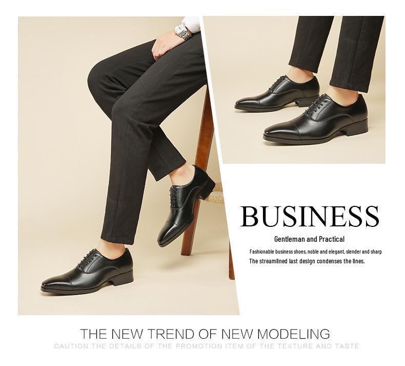 2024 New British Style Men's Leather Derby Shoes - Formal Lace-Up for Business & Office