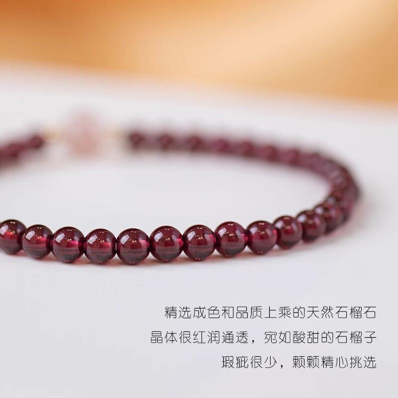 Natural Red Garnet Bracelet Women With Strawberry Crystal Beads Multi-Layer Handcrafted Wrap Bangle