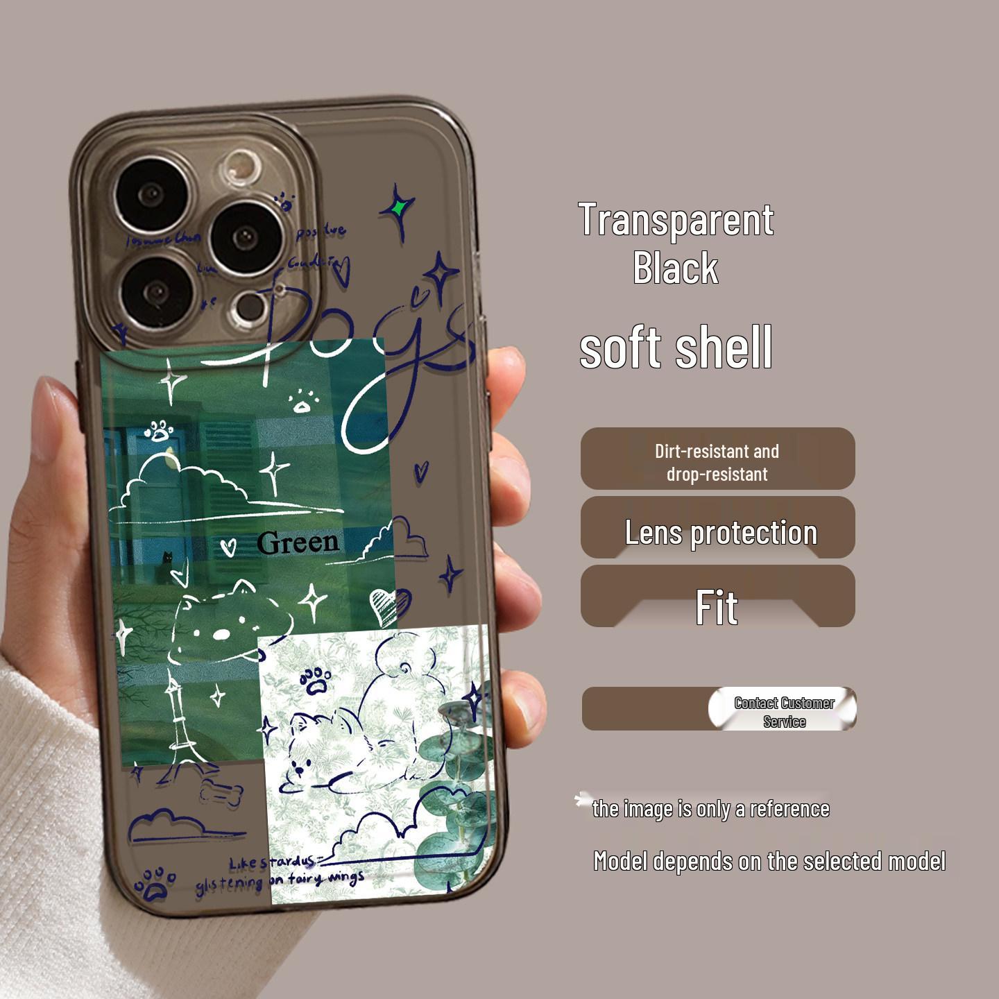 

iPhone 17 Wild Cat Dog Case - Green, Transparent, Compatible with 16 Pro Max, 15, 14/13 Couple, 12/11 Models iPhone 14 Pro