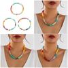 Colorful Acrylic Bead Necklace Trendy Accessory for Casual Party Stylish Outfits