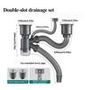 Anti-odor Double Sink Tube Stainless Steel Deodorizing Drain Pipe Kitchen Sink Drain  Dishwasher