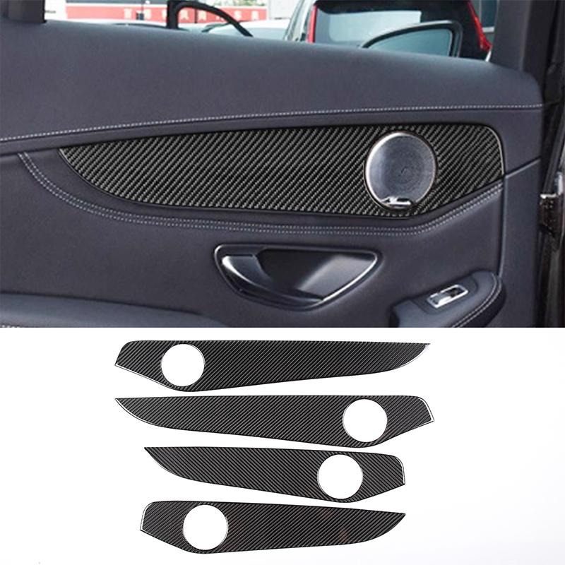 Soft Carbon Fiber For Mercedes Benz C GLC Class W205 2014- Interior Door Decoration Panel Cover Trims Car Accessories