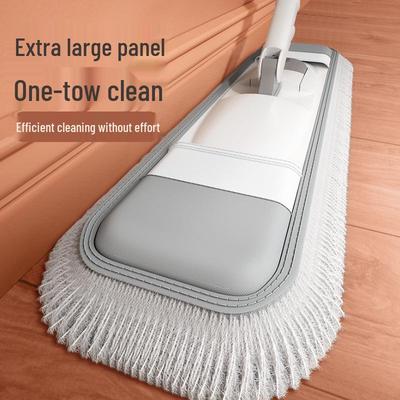 Pure Cotton Large Dust Mop for Hotels & Homes - Flat Mop for Tile Floors with Extended Cloth