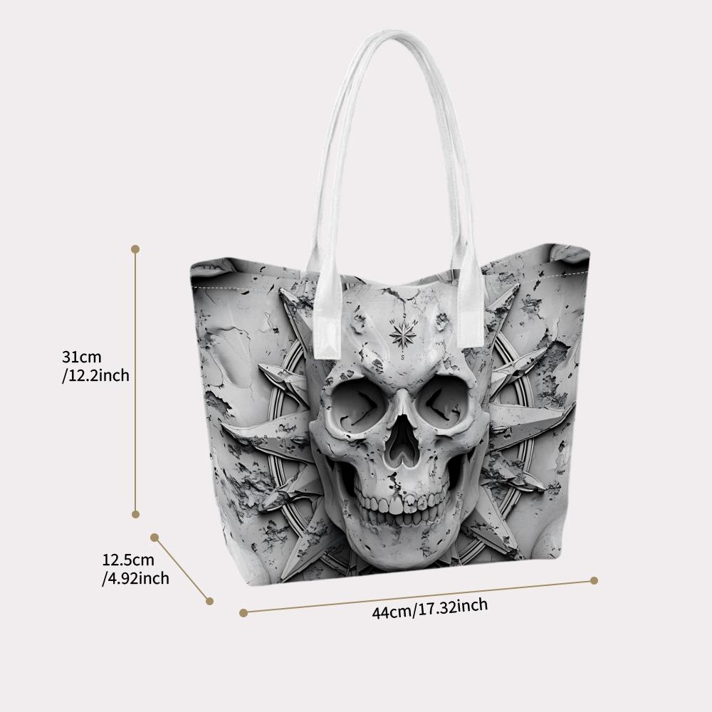 Gothic Skull Pattern Tote Bag Casual Daily Shoulder Handbag for Street Style Trendy Outdoor Use