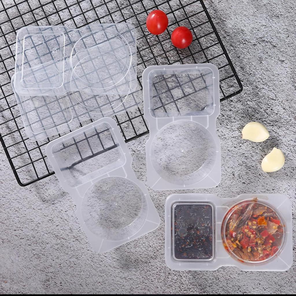 5/10pcs  Double Compartment Condiment Containers with Lids Disposable, 2 Compartment Snack Containers, Reusable Snack Container