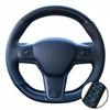 Car Accessories Hand Stitched Black Non-slip Carbon Fiber Leather Model Y 2017- Steering Wheel Cover For Tesla Model 3