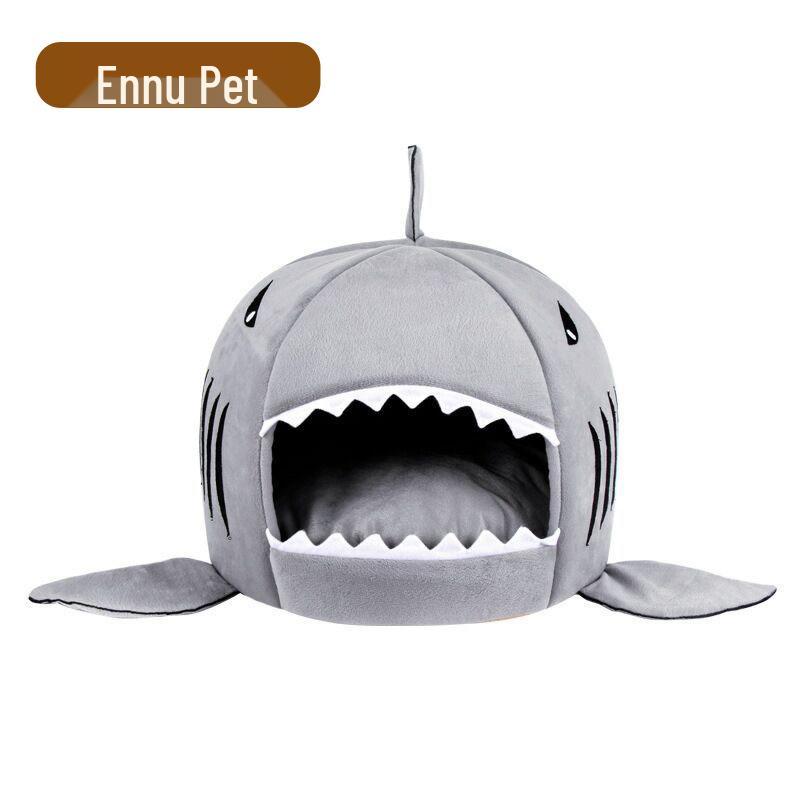 

Shark-Shaped Pet Bed for Dogs, Cats, and Hamsters - Enclosed Nest for Small and Medium Pets XXS 15*20 cm, 100 g серый