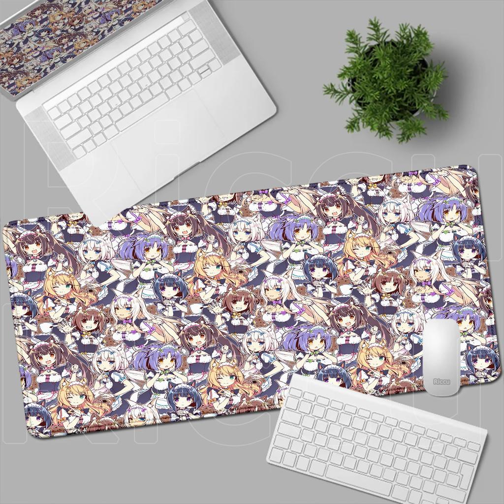 HD Anime Mousepad Cute Chocolate And Vanilla Natural Rubber Nonslip Keyboard Gaming Nekopara Extended Mat PC Office Accessories