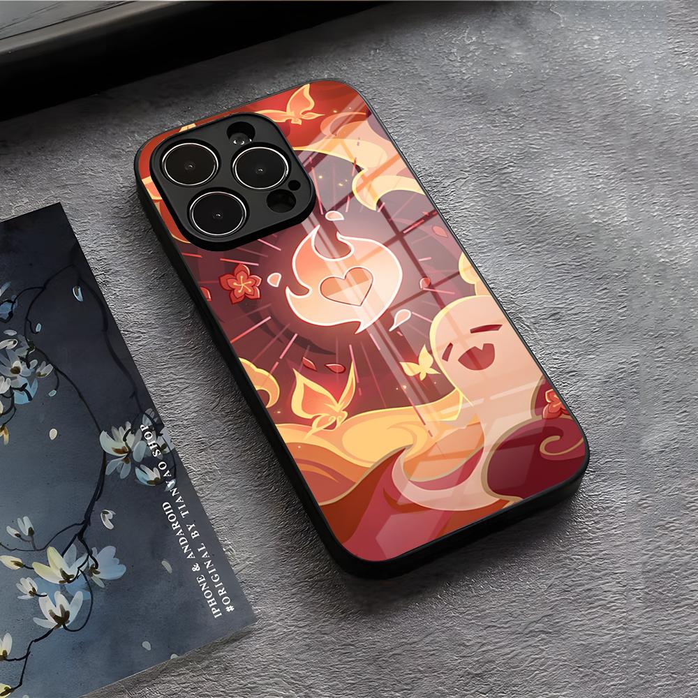 Genshin Impact Hu Tao Phone Case For IPhone 17 Air 16 E Pro Max 15 14 13 Mini 12 Pro 11 Max Plus Black Glass Cover