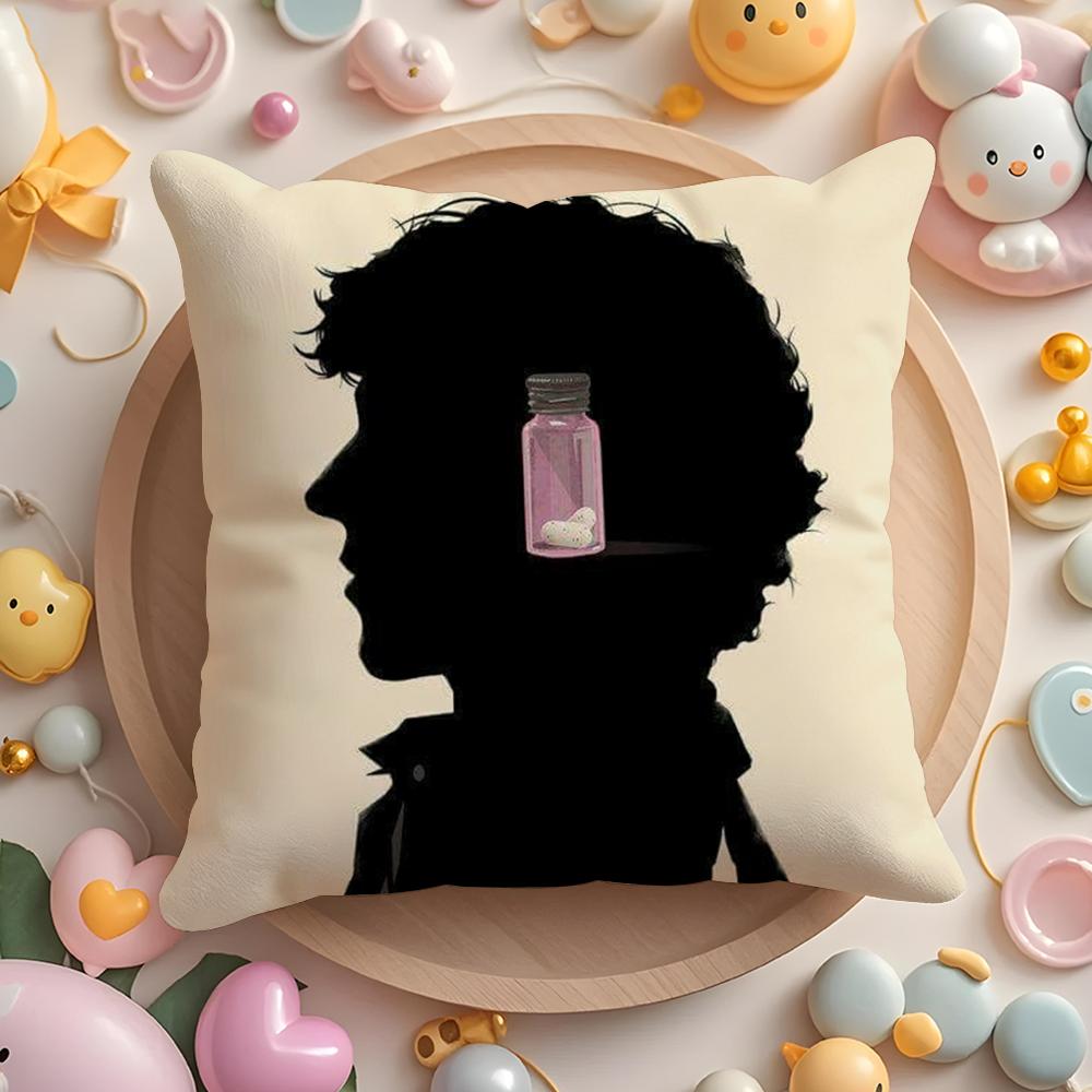 S-Sherlock H-Holmes Cushion Cover Short Plush Double-Sided Printing Home Machine Washable In Warm Winter Pillow Case