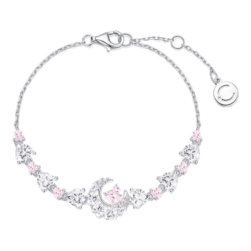 Fanci Heart Moon Companion Silver Bracelet