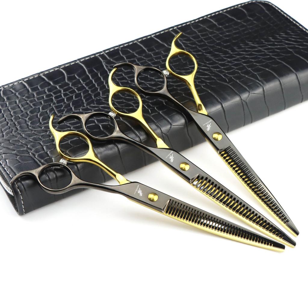 7.0 Inch Black And Gold Pet Beauty Scissors, Curved Scissors, Pet Trimming Scissors, Thin Scissors, Curved Teeth Magic Scissors