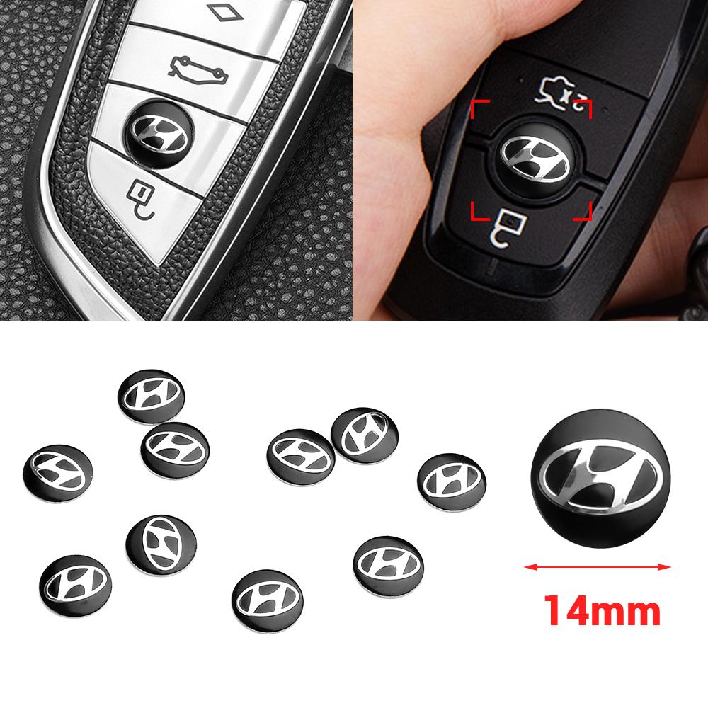 2/5/10PCS 14MM 3D Aluminum Car Key Shell Stickers For Hyundai Accent Elantra Tucson Azera GDI i20 i30 Auto Key Remote Fob Decals C1
