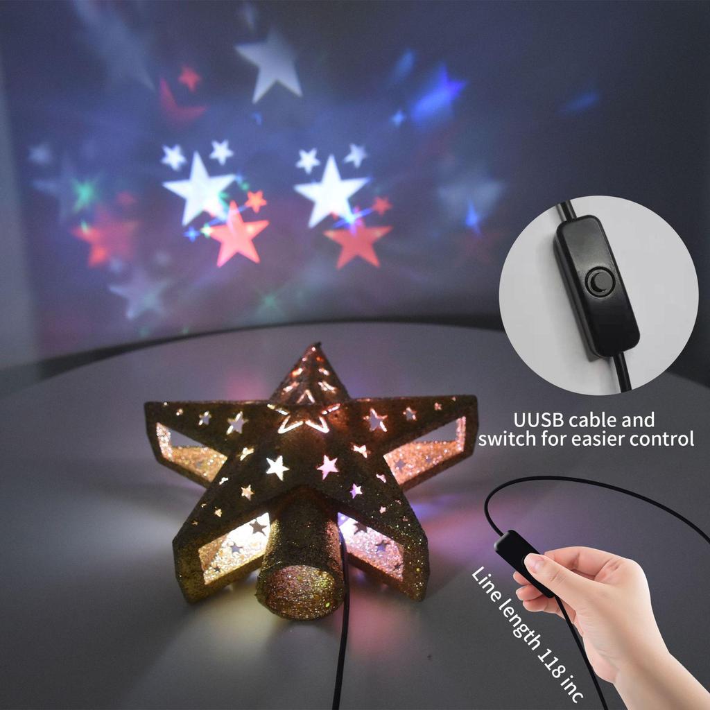 Drehender Schneeflocken Sternenhimmel LED Baumspitze mit 3D Projektion