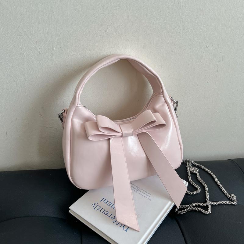 Small Bag Bow Shoulder Bag Women's Underarm Bag PU Crossbody Bag