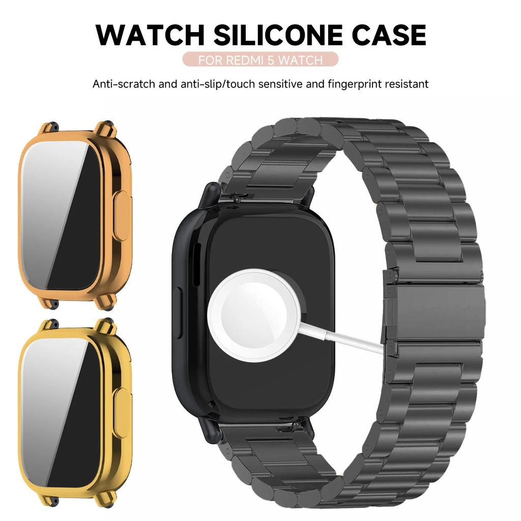 TPU Case+Stainless Steel Strap For Redmi Watch 5 Active Soft Case For Xiaomi Redmi Watch 5 Lite Luxury Metal Watchband Correa