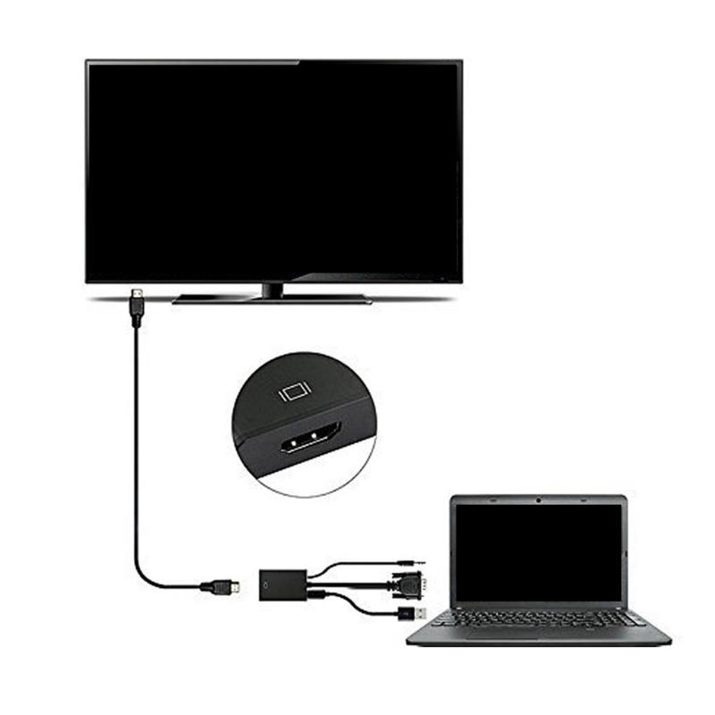 VGA To HDMIcompatible Adapter Converters with 3.5mm 1080P VGA Input Source To TV/Monitors/LCD Connectors
