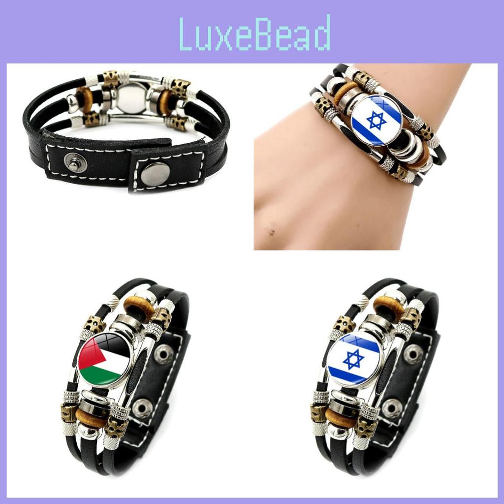 Israeli Palestinian Leather Bracelet European And American Punk Style Multilayered Beaded Bracelet