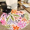 1pc Floral Pattern Office Round Area Rug,  Mat Suitable For Office, Under Office Chairs Bedroom Living Room Home Decor, Room Deco