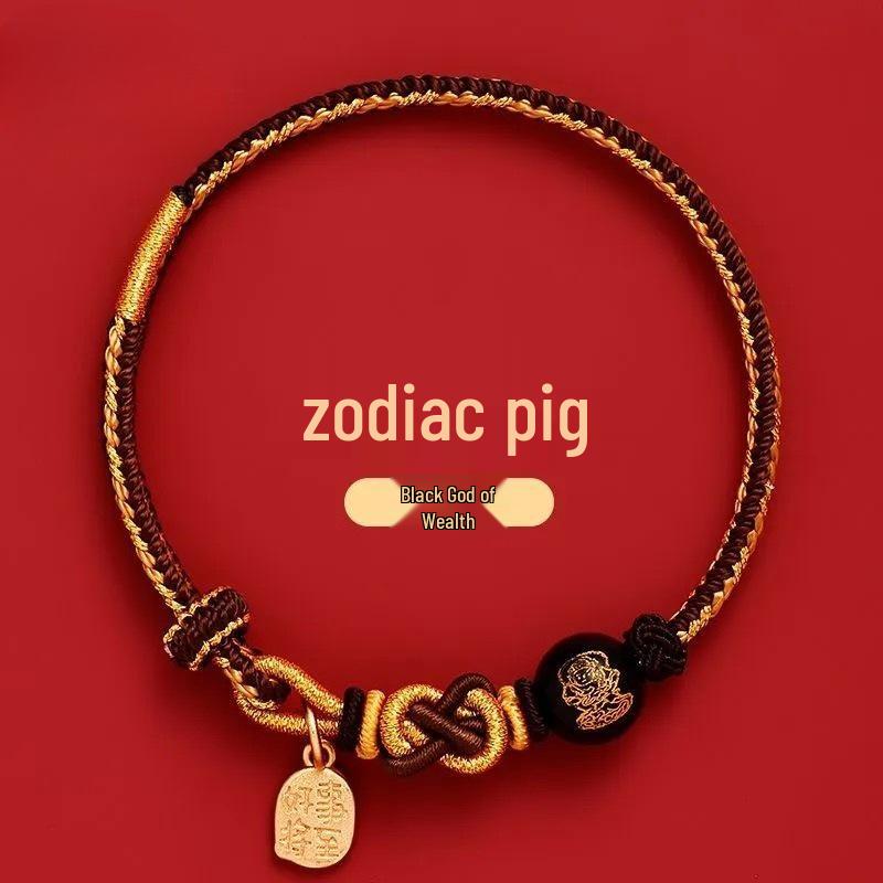 Five Gods of Wealth Zodiac Red Bracelet: Lucky Red String Hand Rope Gift