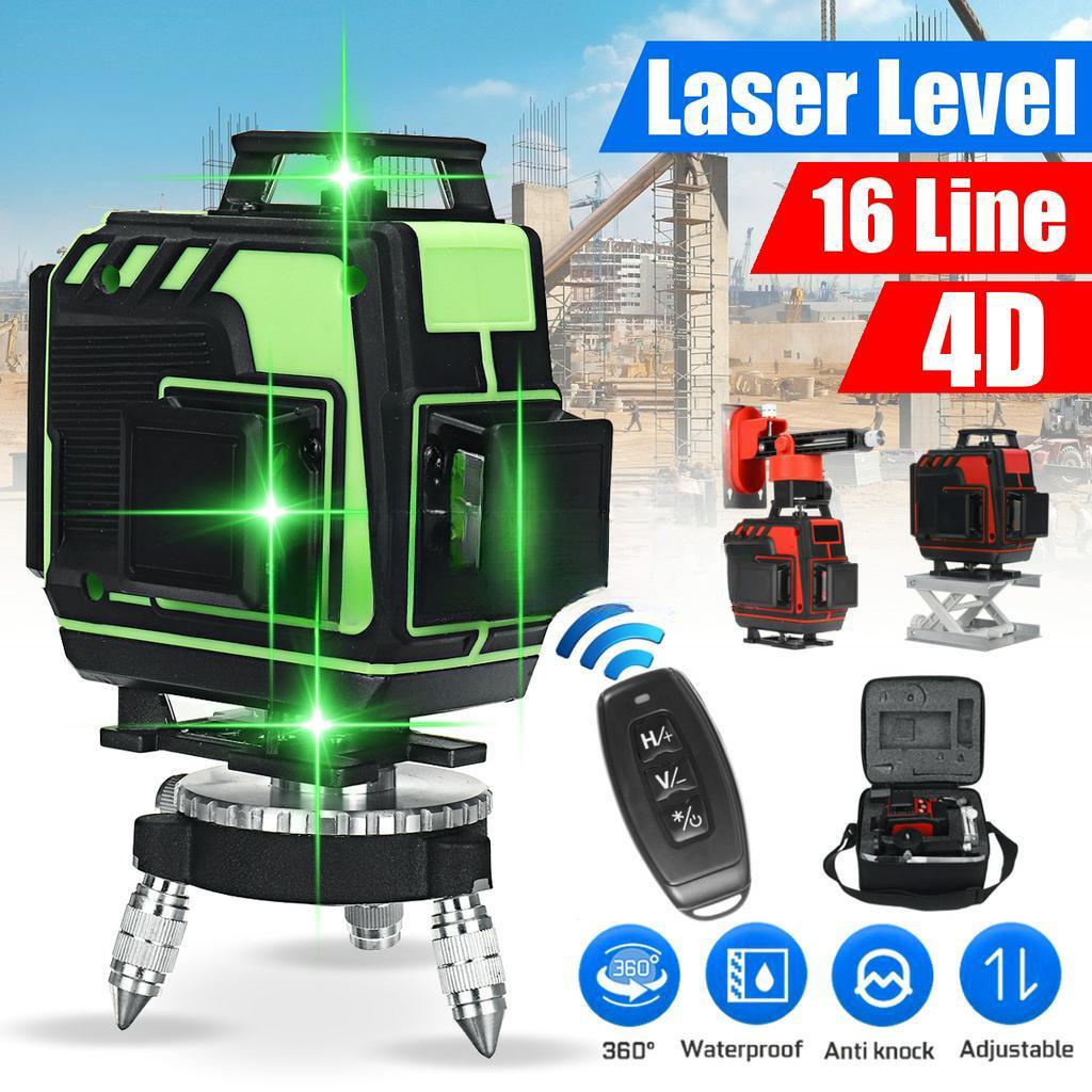 360 Horizontal And Vertical Super Powerful Laser level Beam laser level 4D 16 Lines Laser Level green line SelfLeveling 4000mAh