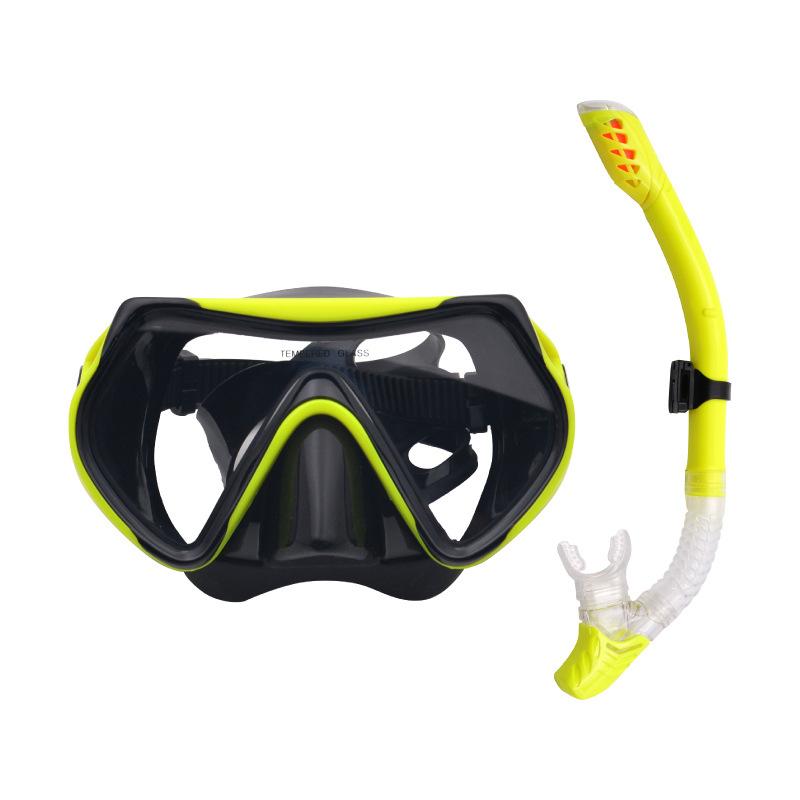 New large-frame silicone snorkeling mask, diving goggles, full dry snorkel, snorkeling set for men and women
