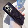 Luxury Lambskin Leather Folding Holder Magnetic for Magsafe Case for iPhone 17 Air 13 12 14 15 16 Pro Max Soft Shockproof Cover