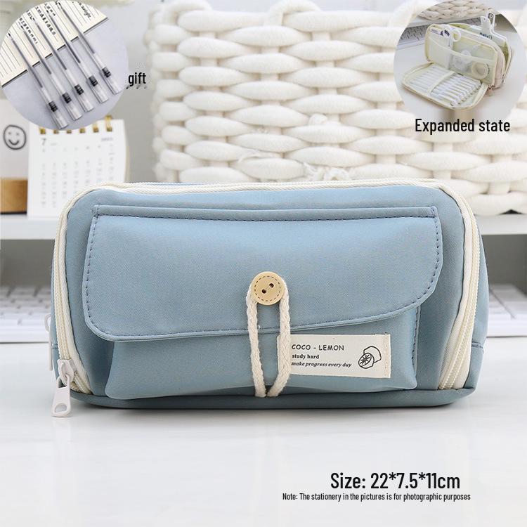 Japanese Style Cotton Rope Pencil Case - Large Capacity for Junior & Senior High School Students