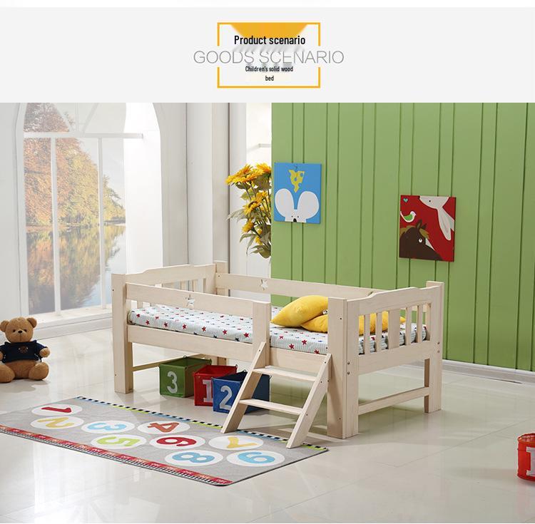 Solid Wood Children's Bed with Safety Railings