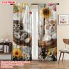 2pcs  2D plane printing Minimalist Curtains Funny Animal Cat Polyester (without rod) Room Decor Use for Living Room & Office