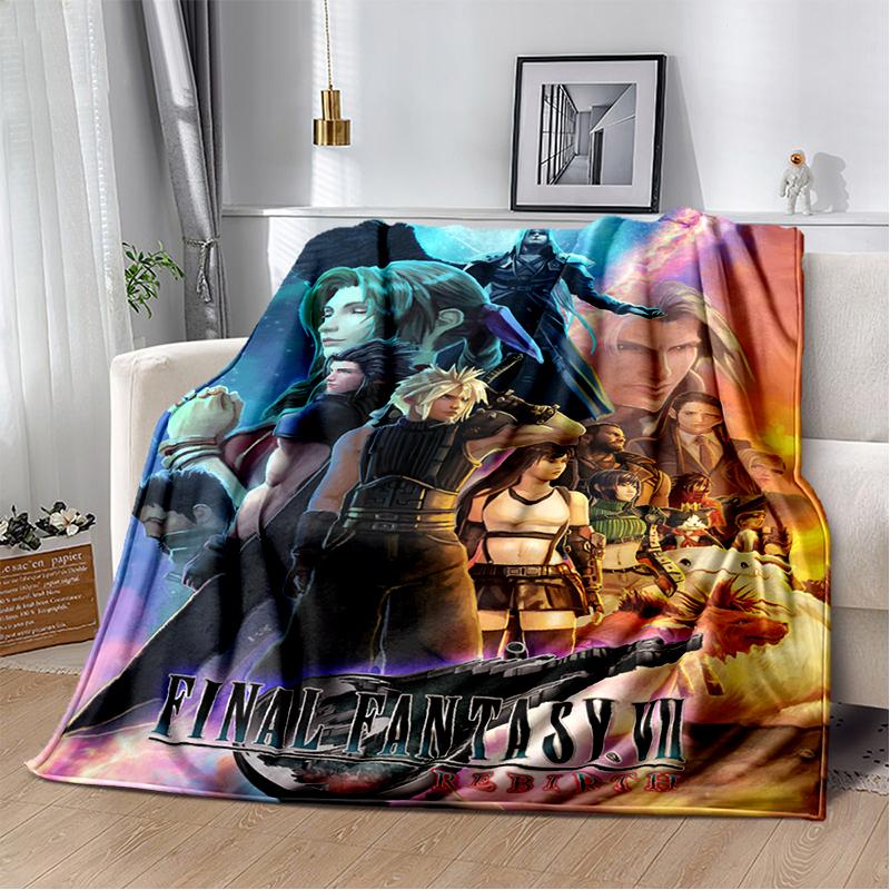 2025 New Style Final Fantasy Games Cloud Tifa Aerith Sephiroth Blanket,Soft Throw Blanket for Home Bedroom Bed Sofa Cover Kids