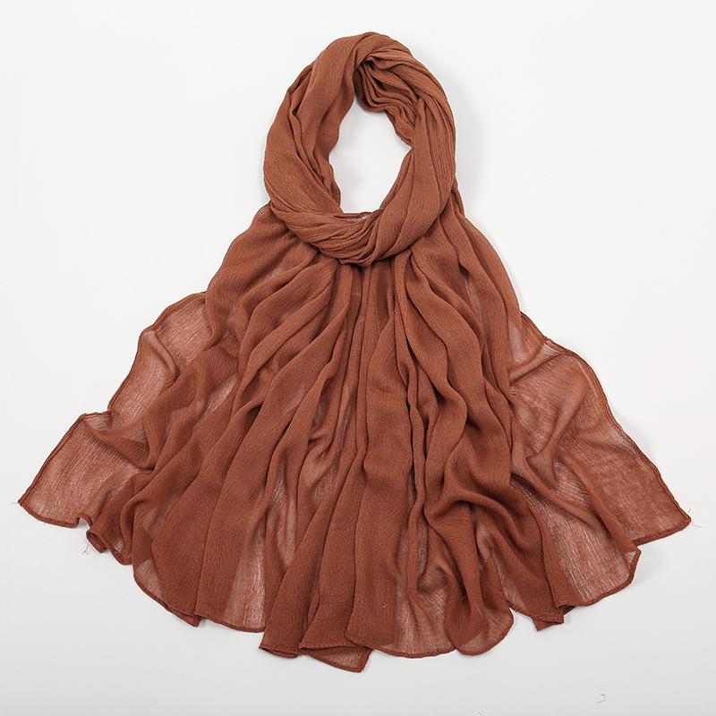 Crinkle Muslim Women Hijab Wrinkle Rayon Headscarf Solid Color Women's Turban Plain Viscose Cotton Musulman Femme Shawl Ramanda