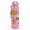 1PC Hedgehog Plant Date Art 750ml Color Plastic Sports Water Bottle Leakproof Flip Straw Lid Suitable for Sports Office Home Use
